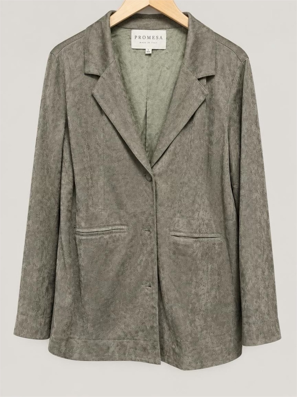 Promesa Olive Green Suede-Effect Blazer